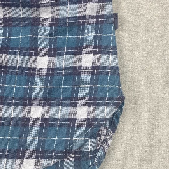 Fig Plaid Flannel Shirt‎ Dress Women Large Belted Tunic Blue Gray V-Neck - Picture 9 of 14